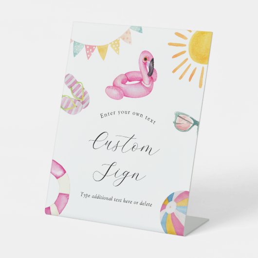 Benutzerdefiniertes Textsignieren für das Pool-Par Sockelschild (Vorderseite)