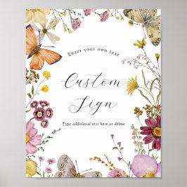 Benutzerdefiniertes Textzeichen für Boho-Wildblume Poster