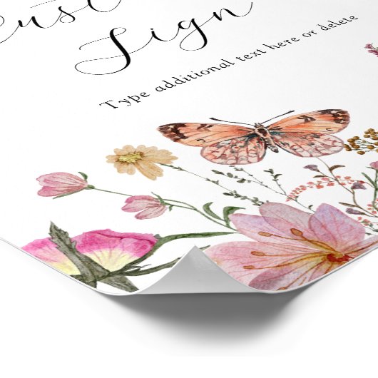 Benutzerdefiniertes Textzeichen für Boho-Wildblume Poster (Ecke)