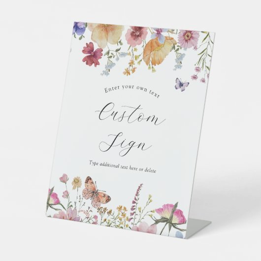 Benutzerdefiniertes Textzeichen für Boho-Wildblume Sockelschild (Vorderseite)