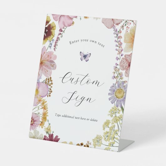 Benutzerdefiniertes Textzeichen für Boho-Wildblume Sockelschild (Vorderseite)