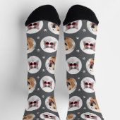 Benutzerdefiniertes Tier 2 Foto Dunkelgraue Paw Pr Socken (Oben)