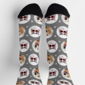 Benutzerdefiniertes Tier 2 Foto Graue Paw Print Socken (Oben)