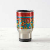 Benutzerdefiniertes Travel Mug mit Ditsy Orange Bl Reisebecher (Mittel)