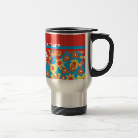 Benutzerdefiniertes Travel Mug mit Ditsy Orange Bl Reisebecher (Rechts)