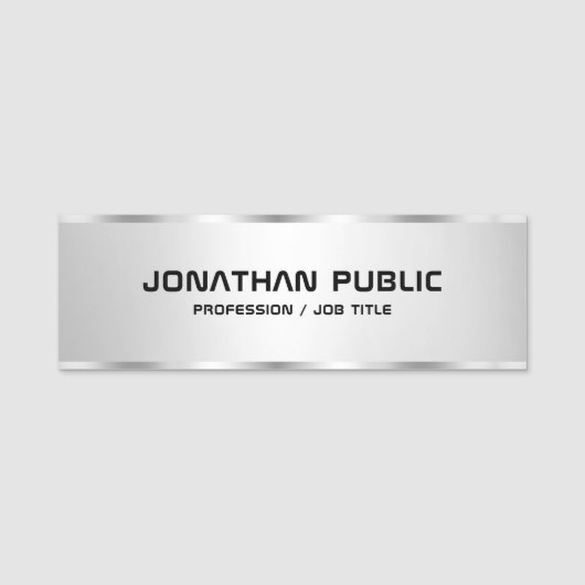 Benutzerdefiniertes, trendiges Silver Look Elegant Namensschild (Vorderseite)