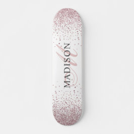 Benutzerdefiniertes Trendy Rose Gold Glitzer Monog Skateboard
