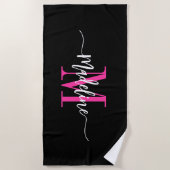 Benutzerdefiniertes Trendy Stilvolle Monogram Name Strandtuch (Vorderseite)