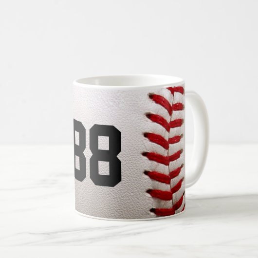 Benutzerdefiniertes Trikotnummer-Baseballspieler-D Kaffeetasse (VorderseiteRechts)