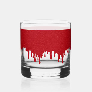 Benutzerdefiniertes Tropfrand-Tomatenrot Rocks Gla Whiskyglas