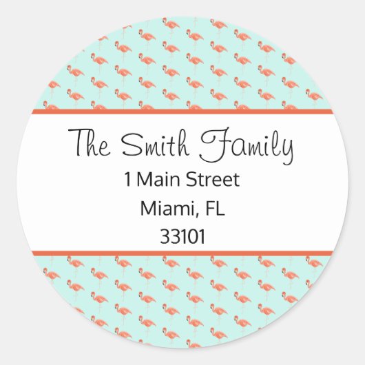 Benutzerdefiniertes tropisches Flamingoes-Adressen Runder Aufkleber (Vorderseite)