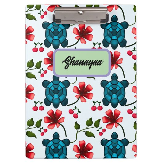Benutzerdefiniertes tropisches Turtle-Cherry-Blume Klemmbrett (Vorderseite)
