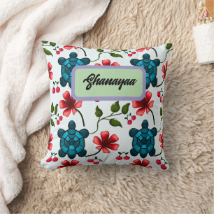 Benutzerdefiniertes Tropisches Turtle-Kirsch-Blume Kissen