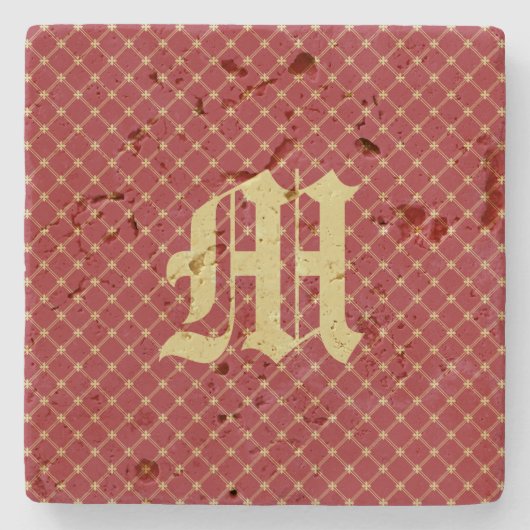 Benutzerdefiniertes Tudor Red and Gold Muster Steinuntersetzer (Vorderseite)