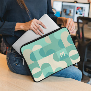 Benutzerdefiniertes Türkis Blau Grün Beige Retro A Laptopschutzhülle