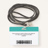 Benutzerdefiniertes Türkis Logo Name des Mitarbeit Ausweis (Rückseite mit Schlüsselband)