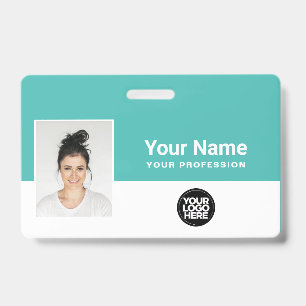 Benutzerdefiniertes Türkis Mitarbeiter-Logo Namens Ausweis
