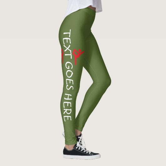 Benutzerdefiniertes Turnen Name Design über Olivgr Leggings (Rechts)
