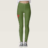 Benutzerdefiniertes Turnen Name Design über Olivgr Leggings (Vorderseite)