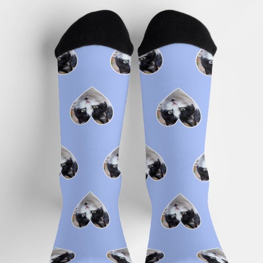 Benutzerdefiniertes Tuxedo Cat-Foto auf der Crew L Socken (Oben)