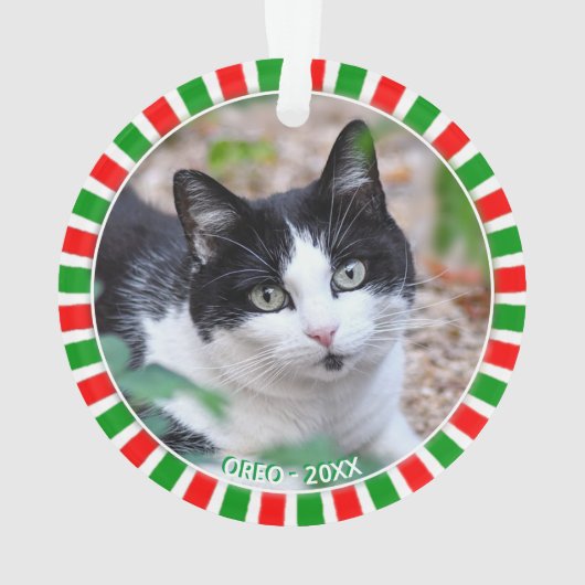 Benutzerdefiniertes Tuxedo Katzenrahmen-Foto und g Ornament (Rückseite)