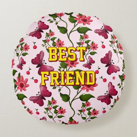 Benutzerdefiniertes und personalisiertes florales  rundes kissen (Vorderseite)