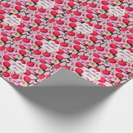 Benutzerdefiniertes und personalisiertes Kirsch-Sc Geschenkpapier (Ecke)