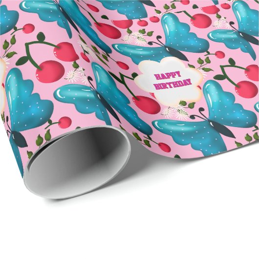 Benutzerdefiniertes und personalisiertes Kirsch-Sc Geschenkpapier (Rolleneckpunkt)