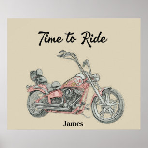 Benutzerdefiniertes V-Twin-Bobber-Motorrad Poster