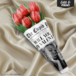 Benutzerdefiniertes Valentins-Zeitungs-Blumenstrau Geschenkpapier Set