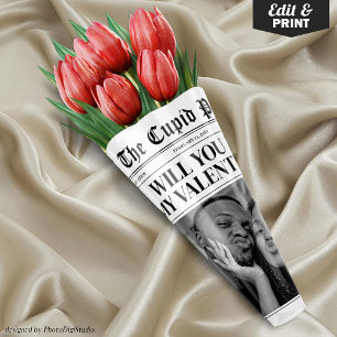 Benutzerdefiniertes Valentins-Zeitungs-Blumenstrau Geschenkpapier Set