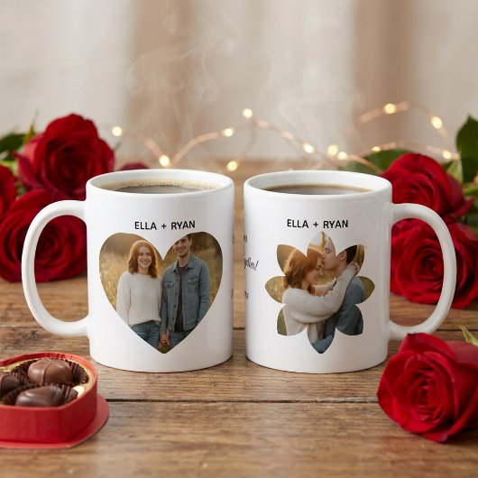 Benutzerdefiniertes Valentinstag-Herz- und Blumenf Kaffeetasse