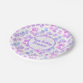 Benutzerdefiniertes Verknüpftes rosa Lila blaues H Pappteller (Schrägansicht)