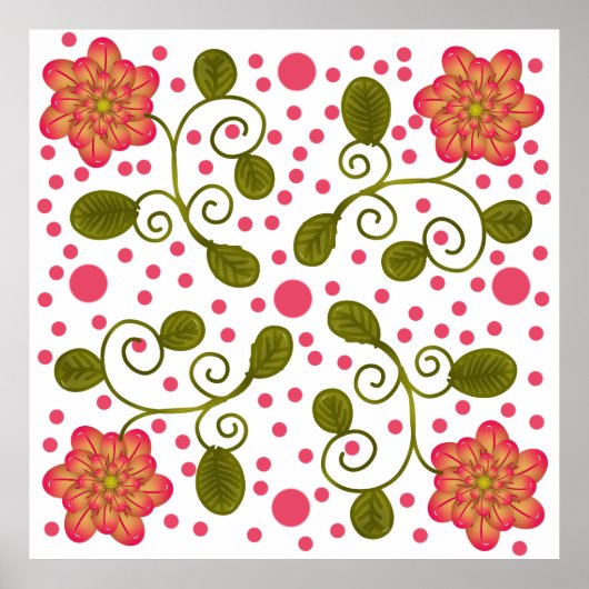 Benutzerdefiniertes verspieltes rosa Blumen- und P Poster (Vorne)