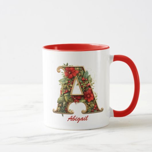 Benutzerdefiniertes verziertes Monogramm A Weihnac Tasse (Rechts)