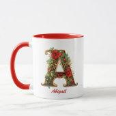 Benutzerdefiniertes verziertes Monogramm A Weihnac Tasse (Links)