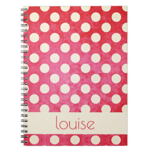Benutzerdefiniertes Vintag Red Off White Polka Dot Notizblock