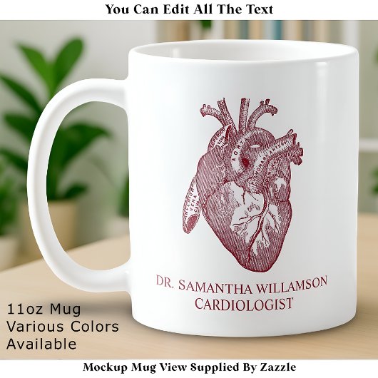 Benutzerdefiniertes Vintage Anatomisches Herz mit Kaffeetasse