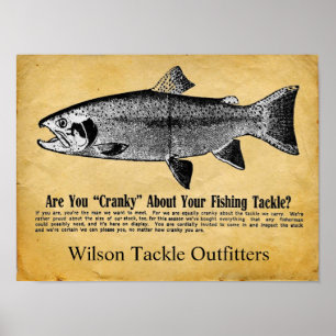 Benutzerdefiniertes Vintage-Angelsport-Tackle-Schi Poster