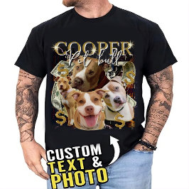 Benutzerdefiniertes Vintage-Bootleg-Haustier-Foto- T-Shirt