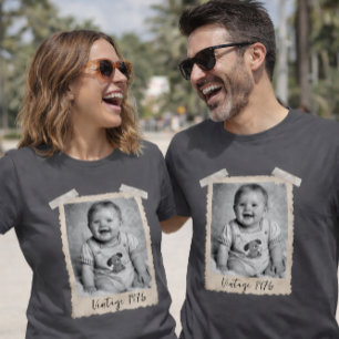 Benutzerdefiniertes Vintage-Foto-Shirt zum Geburts T-Shirt