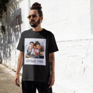 Benutzerdefiniertes Vintage-Foto und Jahr Schwarz T-Shirt