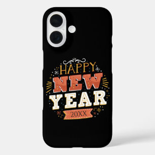 Benutzerdefiniertes Vintage Frohes Silvester Desig iPhone 16 Hülle