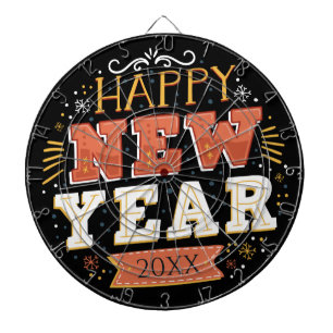 Benutzerdefiniertes Vintage-Frohes-Silvester-Desig Dartscheibe