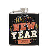 Benutzerdefiniertes Vintage-Frohes-Silvester-Desig Flachmann (Vorderseite)