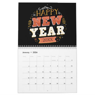 Benutzerdefiniertes Vintage-Frohes-Silvester-Desig Kalender