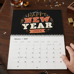 Benutzerdefiniertes Vintage-Frohes-Silvester-Desig Kalender