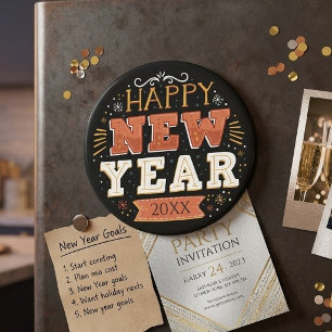 Benutzerdefiniertes Vintage-Frohes-Silvester-Desig Magnet