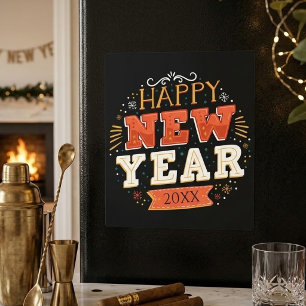 Benutzerdefiniertes Vintage-Frohes-Silvester-Desig Magnet