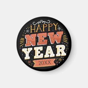 Benutzerdefiniertes Vintage-Frohes-Silvester-Desig Magnet